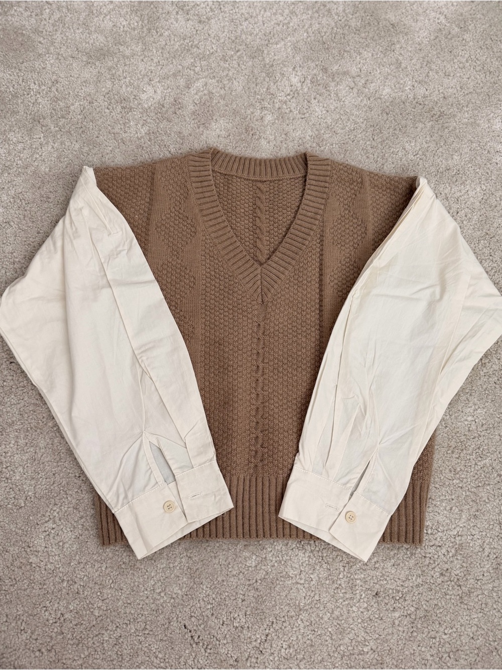 V-Neck Cable Knit Sweater